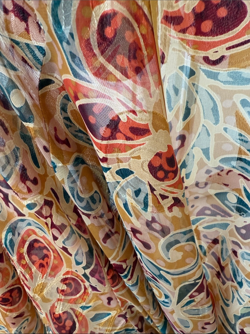 Silk-Blend Paisley Kimono Robe in Mustard - Victoria’s Secret - Picture 2 of 2